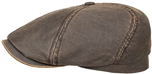 Stetson Brooklin Old Cotton Flatcap Herren - Schiebermütze im Used Look - Flat Cap mit UV-Schutz 40 - Schirmmütze mit Baumwolle - Mütze Frühjahr/Sommer - Herrenmütze braun M (56-57 cm)