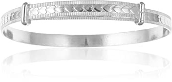 Hjärtmönstrad expanderande/expanderbar BABY armband – 925 sterlingsilver – finns i fem storlekar – levereras i gratis presentask/presentpåse e sterlingsilver, colore: Large - Baby, cod. BN19507ID-LL-BANG