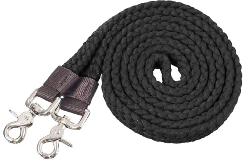 Tough 1 Flat Cotton Roping Reins 7ft Black