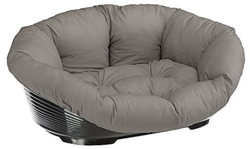 Ferplast Cuccia Cane Interno, Lettino Divano per Cani, Cesta in Plastica Antiscivolo con imbottitura Lavabile, 114 x 83 x h 37 cm, Tortora