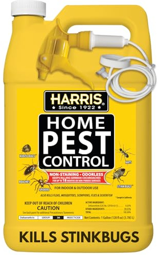 Harris Home Insect Killer, Liquid Gallon Spray with Odorless and Non Staining Residual Formula - Kills Stinkbugs, Ants, Roaches, Spiders, Fleas, Mosquitos, Moths, Scorpions, Flies and Silverfish