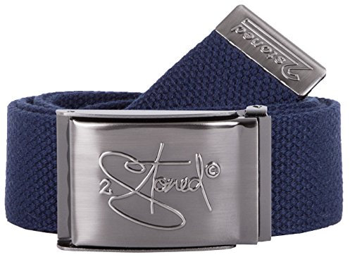 2Stoned Geldgürtel Tresorgürtel Navy 4 cm breit, matte Schnalle Geprägt für Damen und Herren