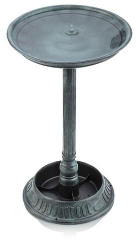 Alpine Corporation 25 Tall Outdoor Birdbath with Planter Pedestal Yard Statue, Stunning Garden Accent, 15 Round, Green