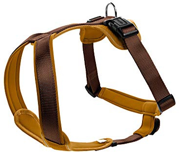 HUNTER Hundegeschirr NEOPREN, Farbe: braun/caramel, strapazierfähiges Nylon, mit weichem Neopren gepolstert, reflektierendes 3M Scotchlite Reflective Material, pflegeleicht, komfortabel, Größe: L-XL