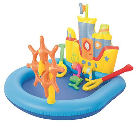 Bestway 52211 | Piscina Gonfiabile Barchetta con Timone e 3 Pesciolini, 140x130x104 cm