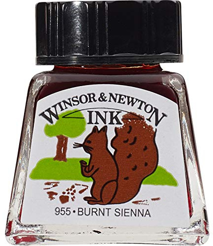 Winsor & Newton Drawing Ink, 14ml Bottle, Burnt Sienna