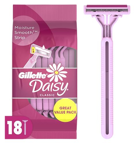Gillette Venus Daisy Classic Disposable Razors for Women, 18 Count, Hair Removal for Women