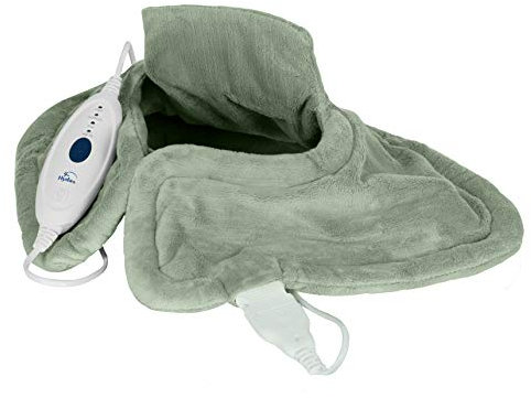Hydas Nacken und Schulter-Heizkissen elektrisch, sichere und gezielte Wärme für Nacken, Rücken,Schultern, besonders weicher Stoff, inkl. Überhitzungsschutz (100 W, 220-240V), Grün,standard | 1er Pack
