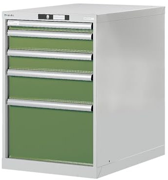 Lista | Werkbank-Baukastensystem | Unterbauschrank | Höhe 800 mm | 5 Schubladen | resedagrün