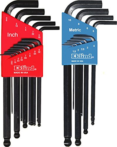 EKLIND 13222 Ball-Hex L-Key allen wrench Combo- Inch / MM (2 sets 22pc)