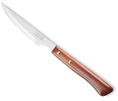 Arcos Coltelli da Tavola in Acciaio Inossidabile Nitrum – Coltello da Carne con Lama da 18 cm, Manico in Legno Marrone – Serie Mesa, Durevole e Adatto per Lavastoviglie