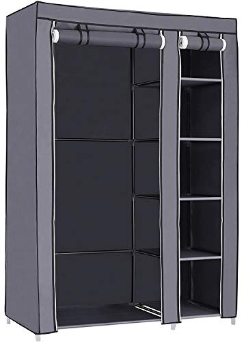 SONGMICS 43 Inch Portable Clothes Closet Wardrobe with Non-Woven Fabric and Hanging Rod Quick and Easy to Assemble Gray ULSF007G