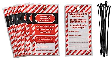 THIRARD Étiquettes de Consignation Danger - Ne Pas Toucher, Lot de 10 | Signalisation LOTO pour prévenir tout enclenchement accidentel et informer sur les installations électriques et machines.