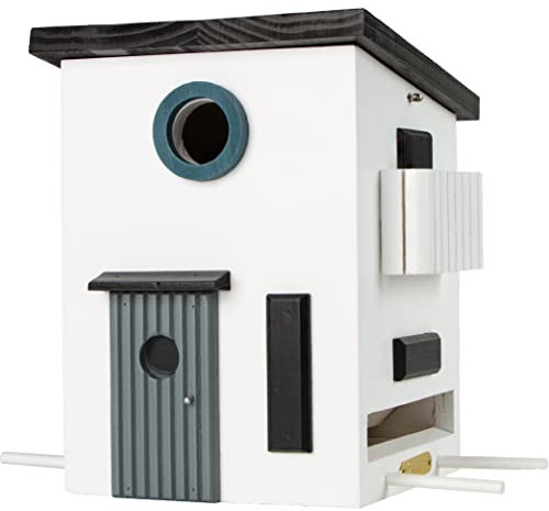 Wildlife Garden WG108 Multiholk Bauhaus - Der Kombinierte Vogelfutterhaus und Nistkasten/Vogelhaus aus Holz