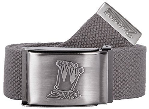 2Stoned Stoffgürtel Canvas Belt Grau, matte Schnalle Geprägt, 4 cm breit für Damen und Herren
