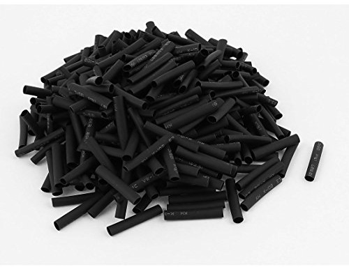 sourcing map 400pcs, 3,5 mm diamètre 30mm long tube thermorétractable polyoléfine Wrapping noir manchon