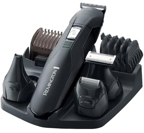 Remington Personal Groomer Edge PG6030, Stylingset für Gesichts- und Körperhaare, 4 abnehmbare Aufsteckköpfe, schwarz