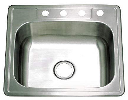 Kingston Brass Gourmetier GKTS25228 Studio Self Rimming Single Bowl Sink, 25-Inch L × 22-Inch W × 8-Inch H, Brushed Stainless Steel