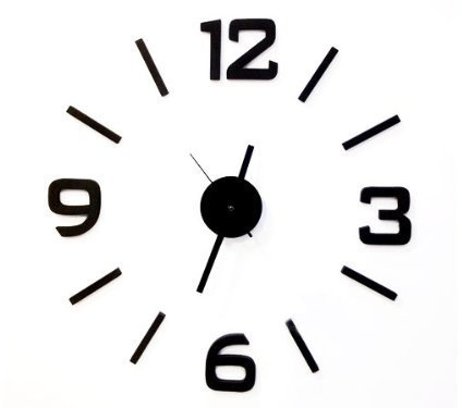 Vococal - Reloj de pared con números adhesivos - Color negro - Moda DIY Reloj de pared