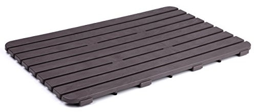 Tatay Pedana Doccia Quadrata, in Polipropilene, Finitura Effetto Legno, Antiscivolo, Protezione Solare, Con Borchie In Gomma, Marrone (Scuro), Misure 80 x 50 cm