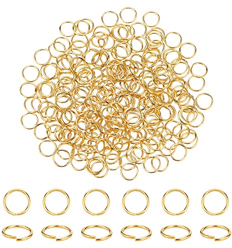PandaHall 260Pcs Messing Sprung Ringe schließen, aber ungelötet Golden 10mm Durchmesser Schmuck machen Findings