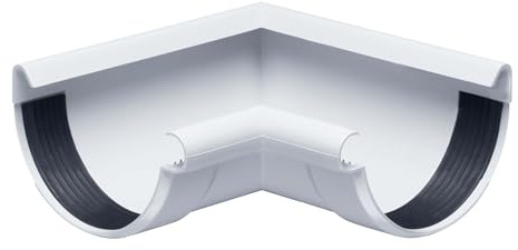 INEFA Perlina semicircolare ad angolo di gronda all'interno di 90 gradi Plastica, connettore, accessori per grondaie per casetta da giardino 150mm bianco