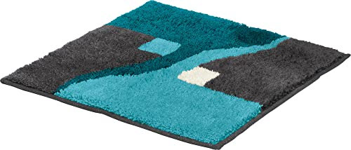 Erwin Müller WC-Vorlage ohne Ausschnitt Athen, rutschhemmend türkis Größe 50x50 cm - kuscheliger Hochflor, für Fußbodenheizung geeignet