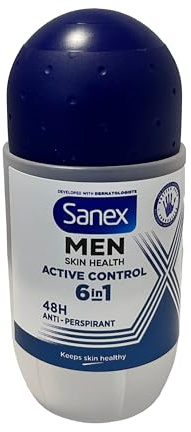 Sanex Men Dermo Antiperspirant Deodorant - Active Control Roll-On (50ml) - Pack of 6