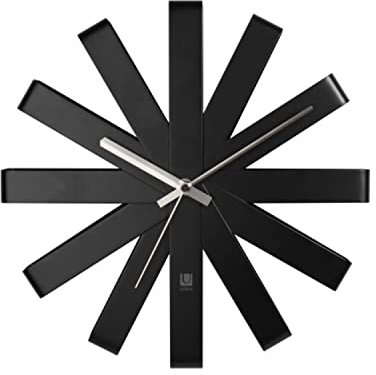 Umbra Ribbon Wall Clock Black, Metal 30.5 x 30.5 x 5.7 cm