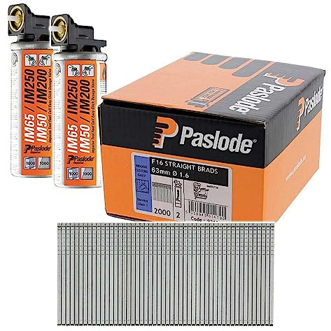Paslode 300270 Finish Brad Nails F16 x 63mm GALV 2000pc + Fuel Cells