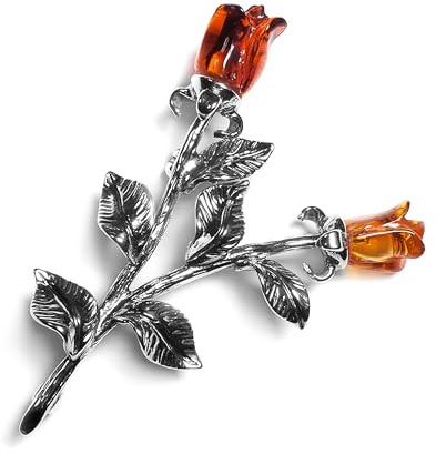 Bärnsten rosennål brosch sterling silver, kvinnor brosch, ros brosch stift, blomma brosch pin, jul mode smycken, uttalande smycken brosch, present till brudtärna