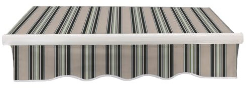 Green Bay 2.5x2m Garden Awning Replacement Fabric Top Cover Front Frill Multi-Stripe