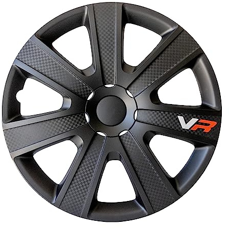 Alpena VR Carbon Vehicle Wheel Covers, Premium European-Made Rim Covers with 3-Step Retention System, Durable Hub Caps Fits Most Steel Wheels, Set of 4, 16 inch, Black
