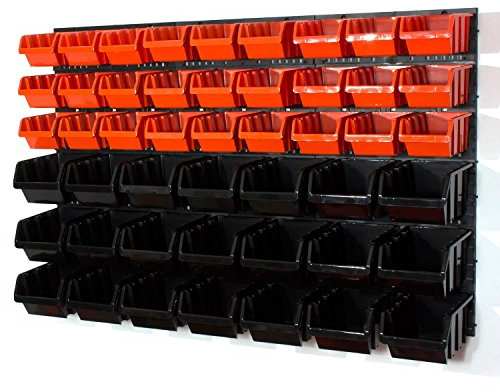 Prosperplast 54 tlg Wandregal Regal InBox Gr.3, 4 orange schwarz Werkstatt Starke Lagerregal
