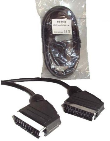 R2Digital Cavo Video TV SCART 21 poli 1,5 mt. Nero - Connessione dispositivi vecchi a nuovi, estensione segnale per TV