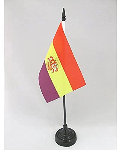 AZ FLAG Bordsflagga Andra spanska republiken vapensköld 15x10 cm Plastfot