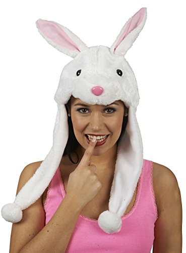 Andrea Moden 3287705 - Hasen Mütze mit zwei langen Pompon Zöpfen, für Erwachsene, Tier, Kopfbedeckung, Accessoire, Motto Party, Karneval