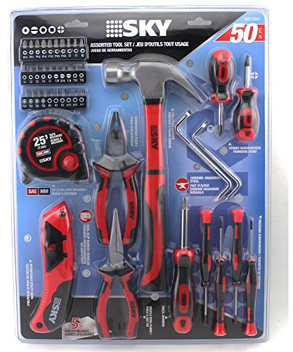 49 Piece Red and Black Handle Hand Tools with Blister Packing