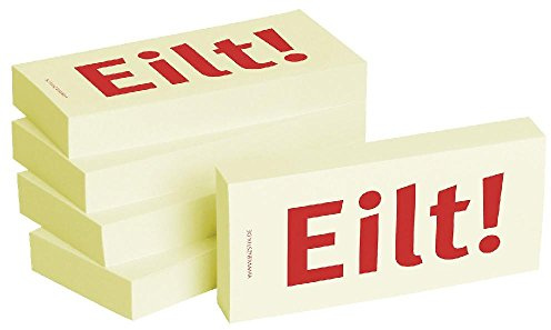 Bedruckte Haftnotizen - Text: Eilt! Ausführung Eilt! Größe (B x H) 75 x 35 mm Inhalt 5 x 100 Blatt