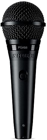 Shure PGA58 Dynamisches Mikrofon-Handheld-Vokalmikrofon mit Ein/Aus-Schalter, 3-pin-XLR-Anschluss, 15 'XLR-zu-QTR-Kabel, Standadapter und Reißverschlussbeutel (PGA58-QTR-E)