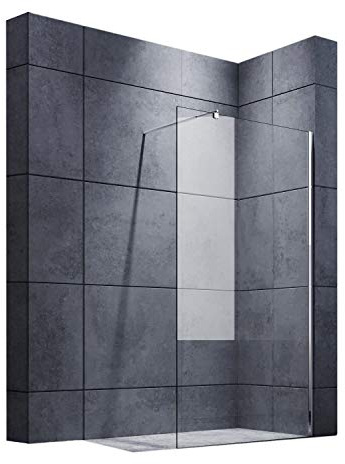 SONNI Duschtrennwand 80x200 cm Walk in Duschwand mit einstellbar Stabilisator (70-120 cm)