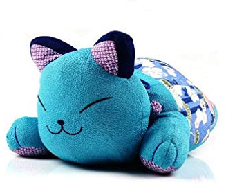 lachineuse – Blaue japanische Kawaii-Katze – Kopfkissenform – Glückskatze – Japanische Traditionen – Zen-Dekor – Geschenkidee aus Japan und Asien | Japanischer Stil Kawaii, Deko-Objekt aus Stoff, Zen-Atmosphäre, Haus, Büro, Geschenkidee Asien Japan