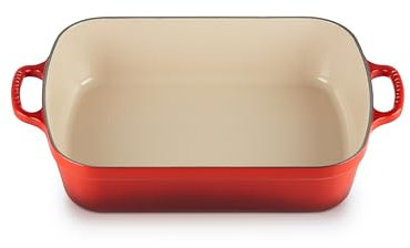 Le Creuset Evolution Bandeja Rectangular, Todas las fuentes de calor incl. inducción, 4,9 l, Hierro fundido, Rojo(Cereza), 33 cm