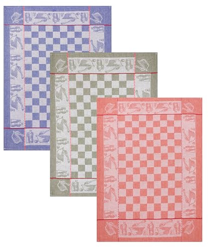 Betz 3er Set Geschirrtücher Geschirrhandtuch Gläsertuch Halbleinen Jacquard Gläsertücher Küchentuch Handtuch Größe 50 x 70 cm