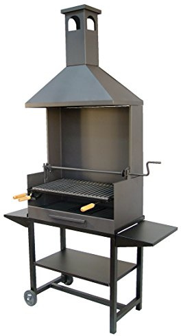 Imex El Zorro – Barbacoa Chimenea con Bandejas Metálicas | 61x40x217 cm | Acero Reforzado con Parrilla Inoxidable y Chimenea Evacuadora | Ideal para Jardines, Patios y Terrazas