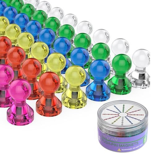 Tiergrade Magnete 60 Stück 7 Farbe Starke Magnete, Kühlschrankmagnete Tafelmagnete, Magnete für Kühlschrank Büro Whiteboard, schachförmig transparent…