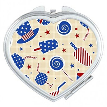DIYthinker USA Amerika-Hut Süßigkeit Eiscreme-Sterne-Festival Illustration Muster-Herz Compact Make-up Taschenspiegel Tragbare Nette kleine Handspiegel
