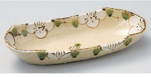 Moribachi (Large) Mountain Tea Flower Boat Shaped Planting Bowl [15.6 x 6.7 x 2.8 inches (39.5 x 17 x 7 cm)] Earth, Restaurant, Ryokan, Japanese