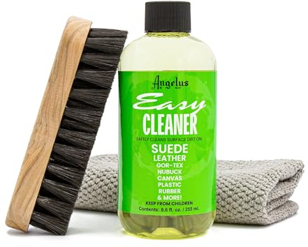Angelus Shoe Cleaner Kit, 8.6 Oz, Brush, Towel - Professional Sneakers, Leather, Nubuck, Suede Shoe Cleaner Kit - Safe on All Fabrics, Gentle Yet Powerful Сleaning Formula - Made in USA
