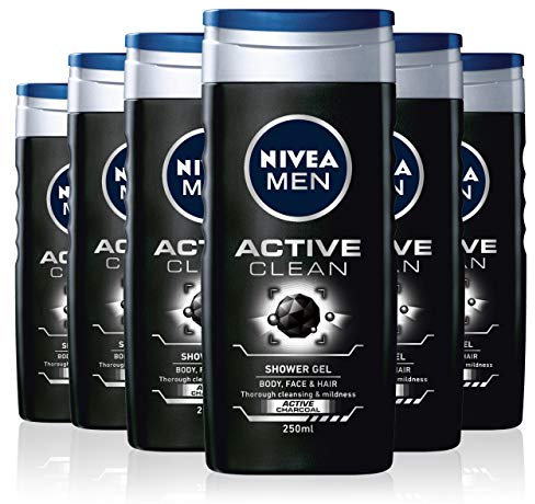 Nivea Men Active Clean - Gel de ducha para hombre, 6 unidades